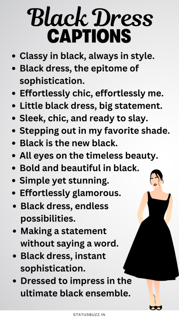 black dress captions