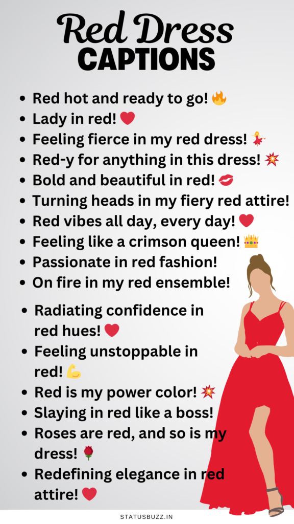 red dress captions