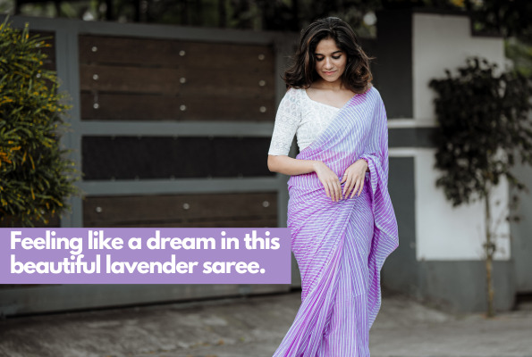 Lavender Saree Captions