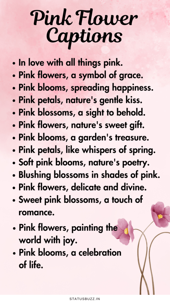 pink flower captions