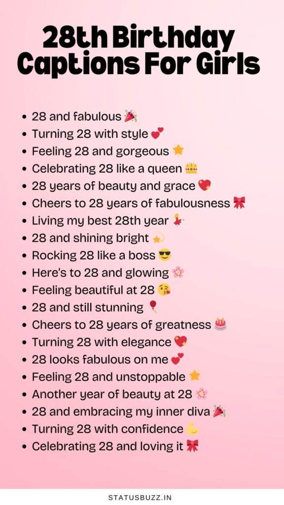 28th birthday captions for girls