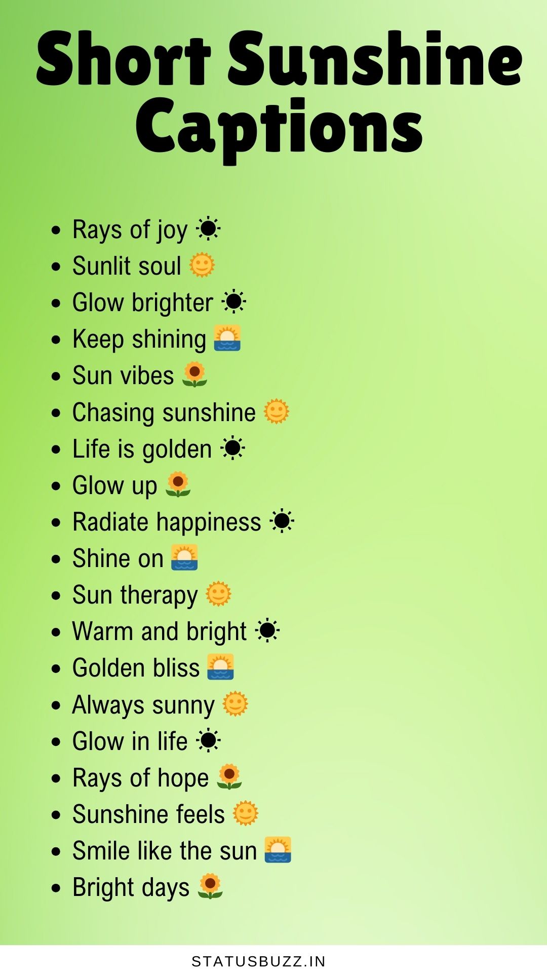 150+ Sunshine Captions & Quotes For Instagram - StatusBuzz
