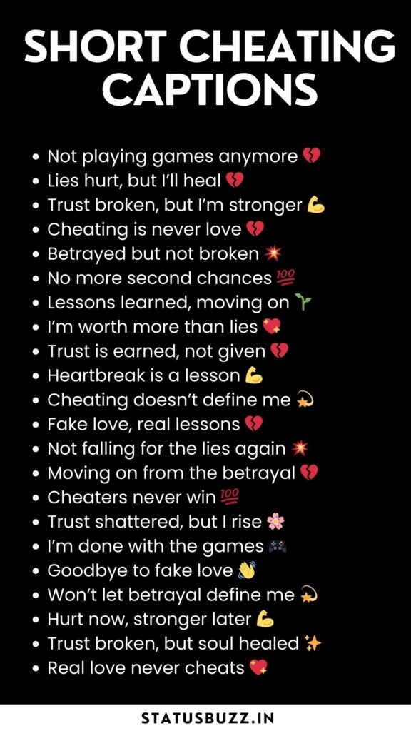 short cheating captions