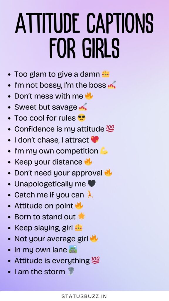 attitude captions for girls