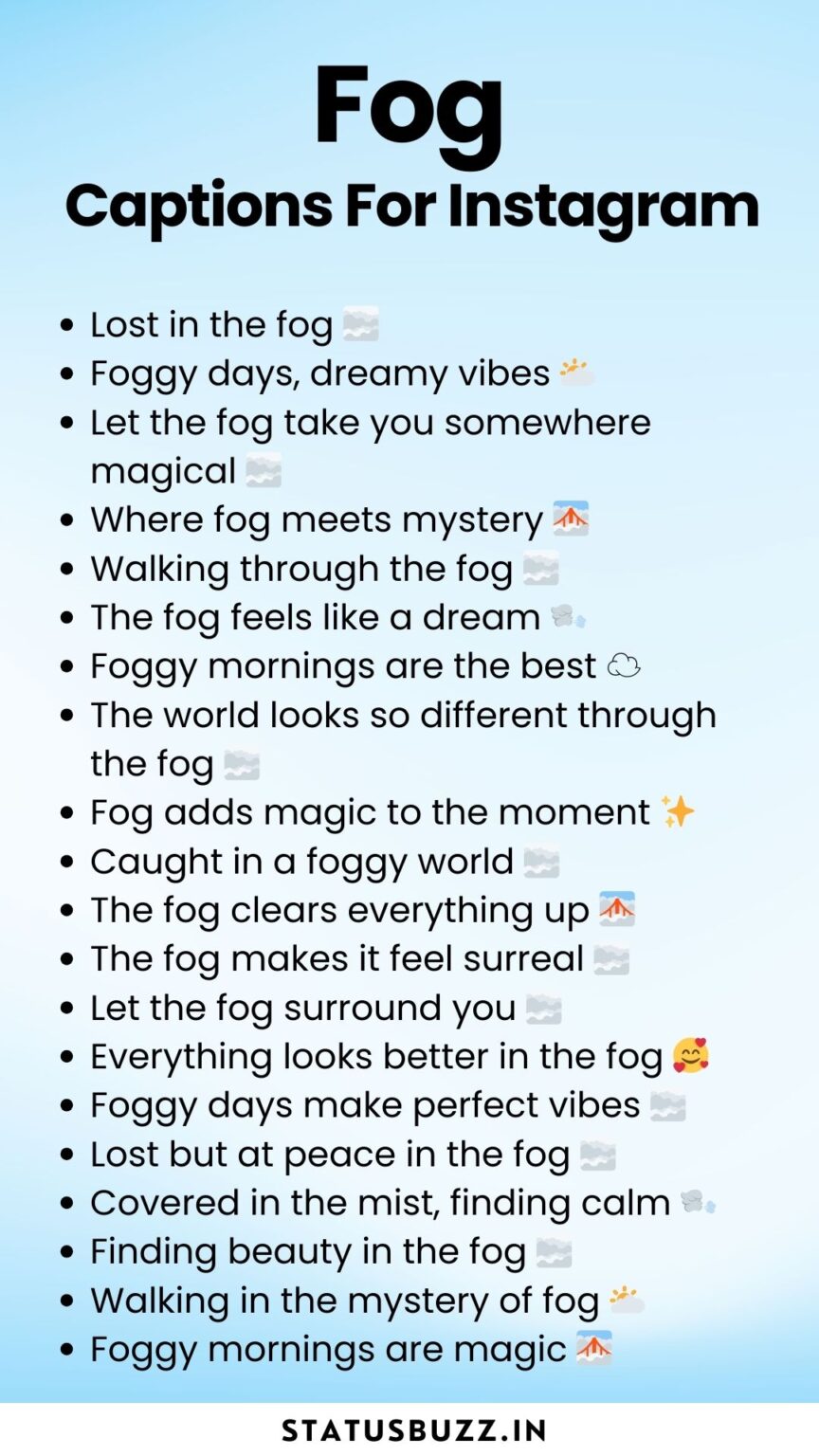 150+ Fog Captions & Quotes For Instagram - StatusBuzz