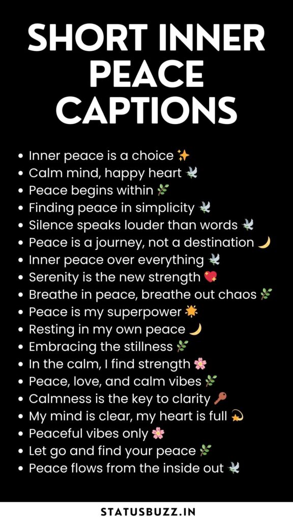 short inner peace captions for instagram