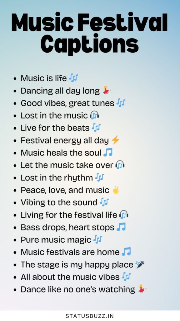 music festival captions