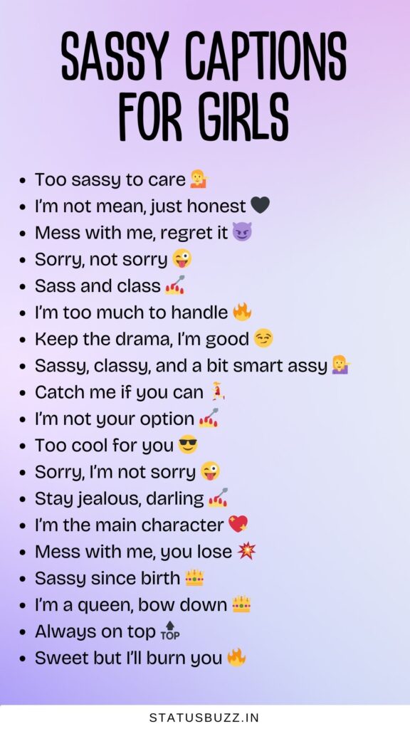 sassy captions for girls