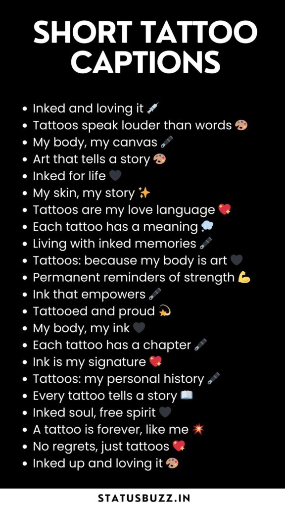 short tattoo captions