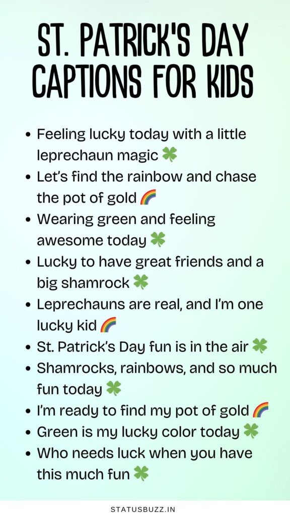 St. Patrick’s Day Captions For Kids