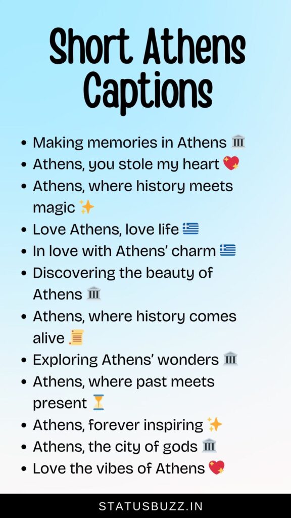 short athens captions for instagram
