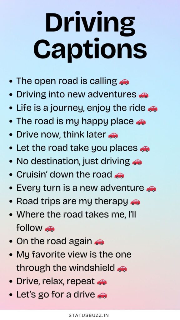driving captions