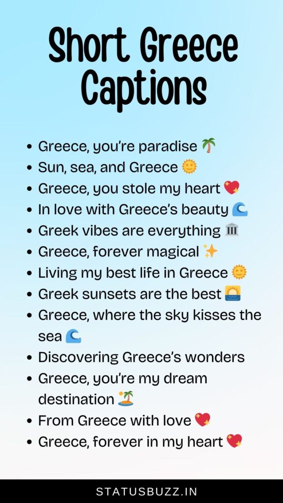 short greece captions for instagram