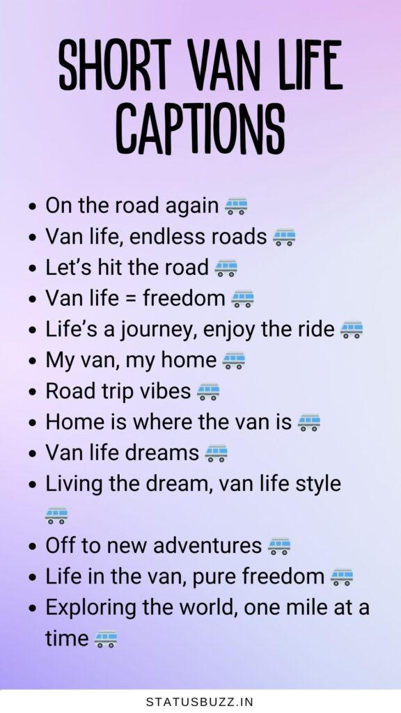 short van life captions