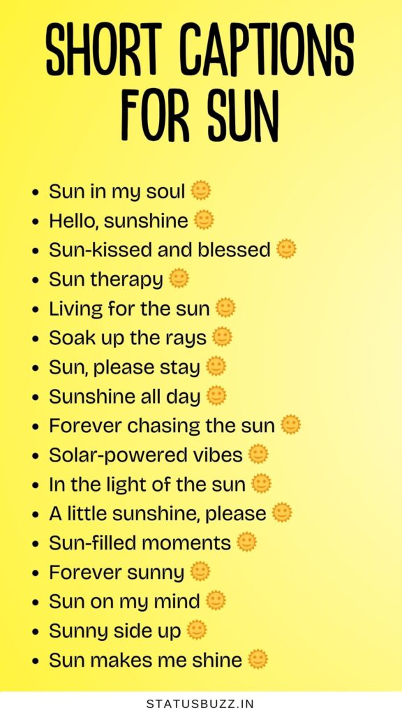 short captions for sun