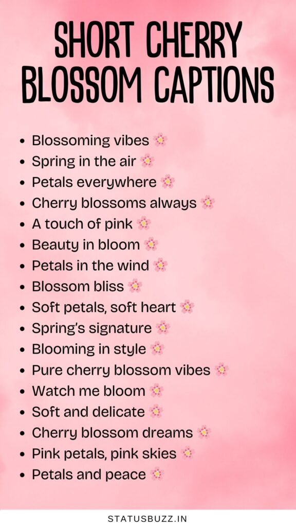 short cherry blossom captions