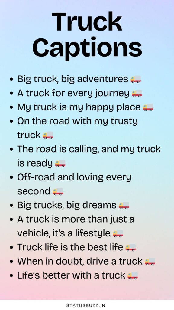 truck captions