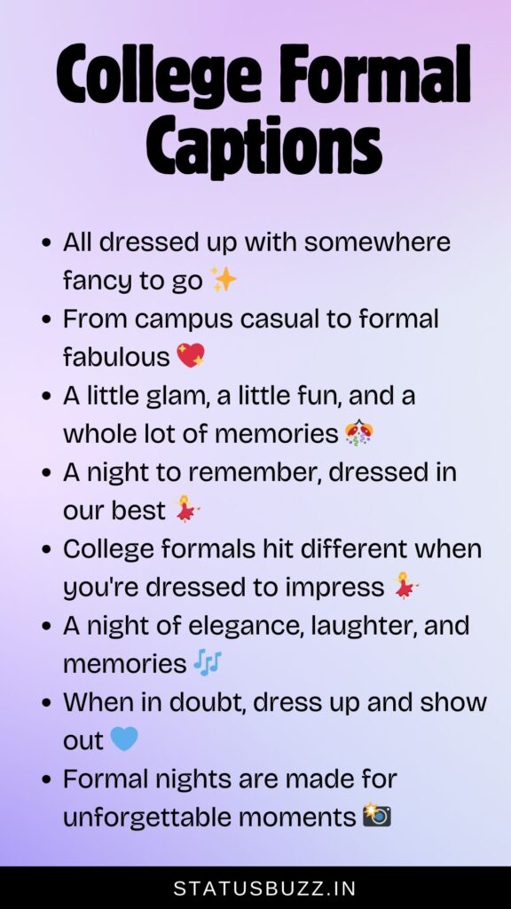 college formal captions