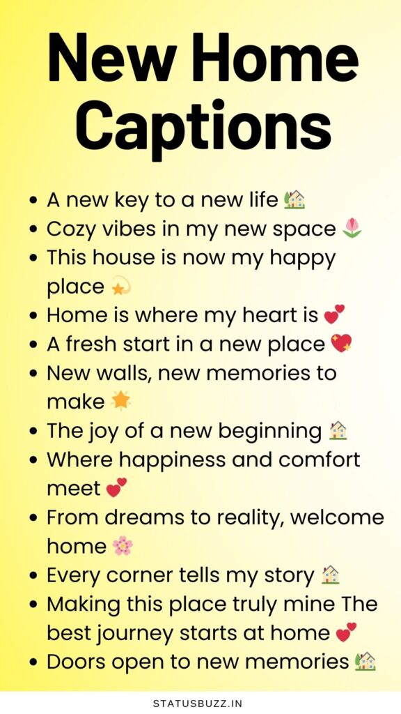new home captions