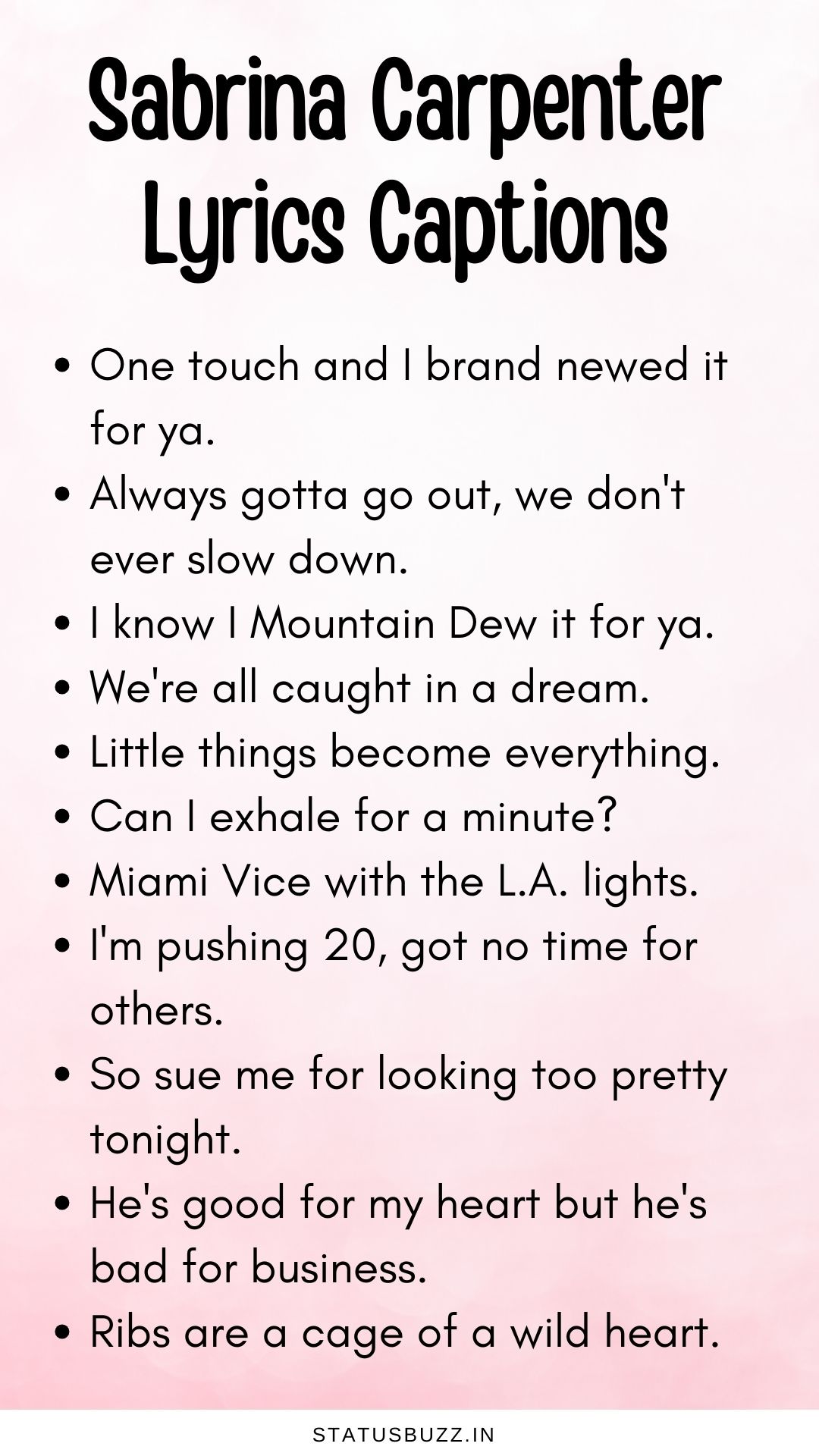 40 Sabrina Carpenter Lyrics Captions StatusBuzz