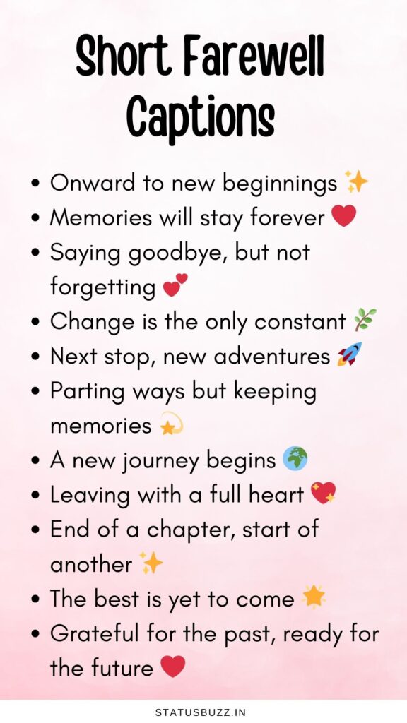 short farewell captions