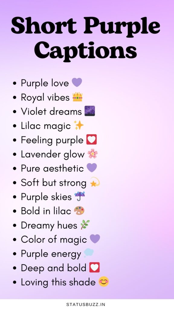 short purple captions