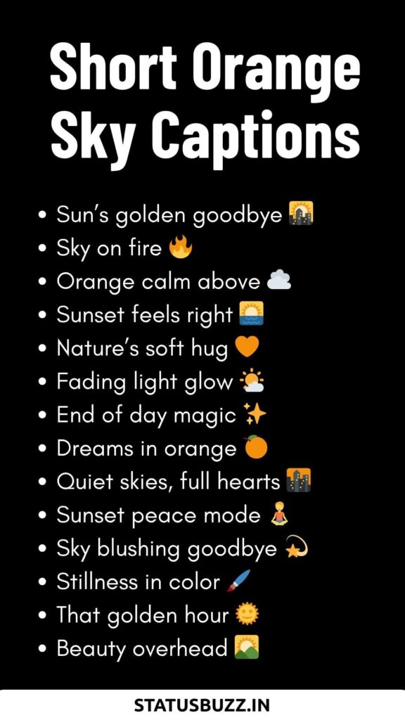Short orange sky Captions