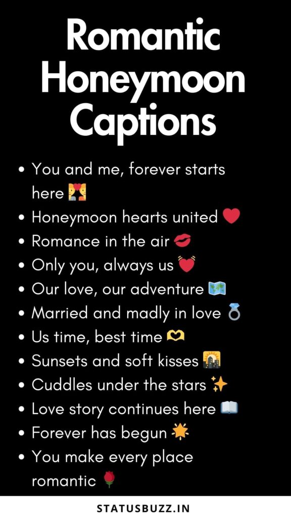 romantic honeymoon captions 