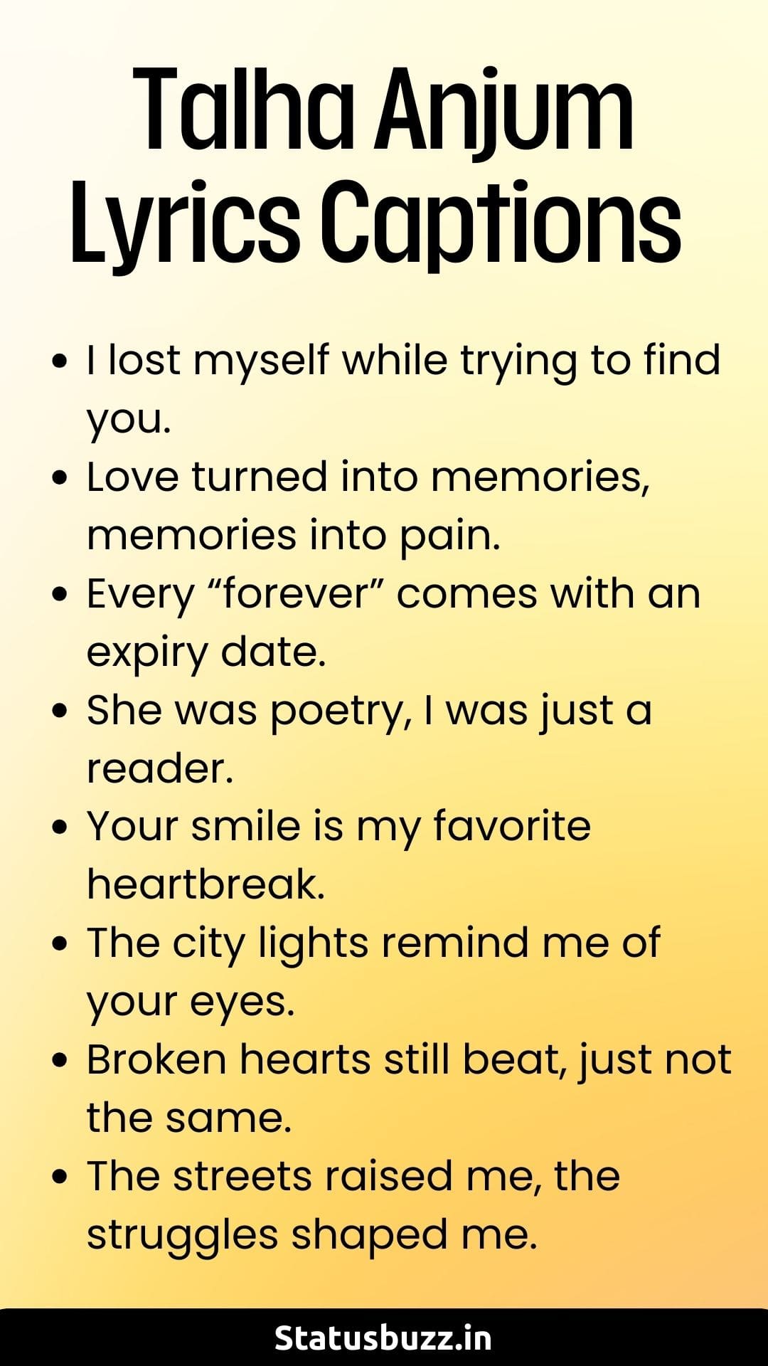 60+ Talha Anjum Lyrics Captions & Quotes - StatusBuzz