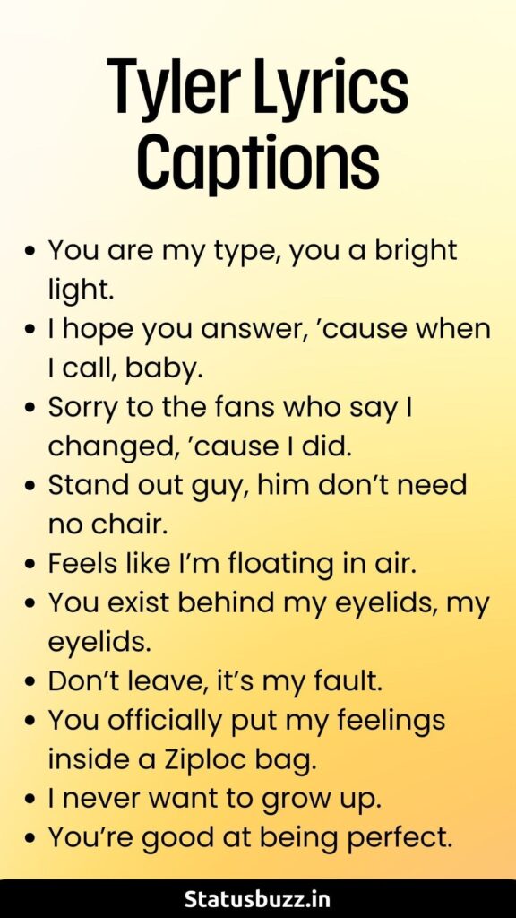 Tyler Lyrics Captions