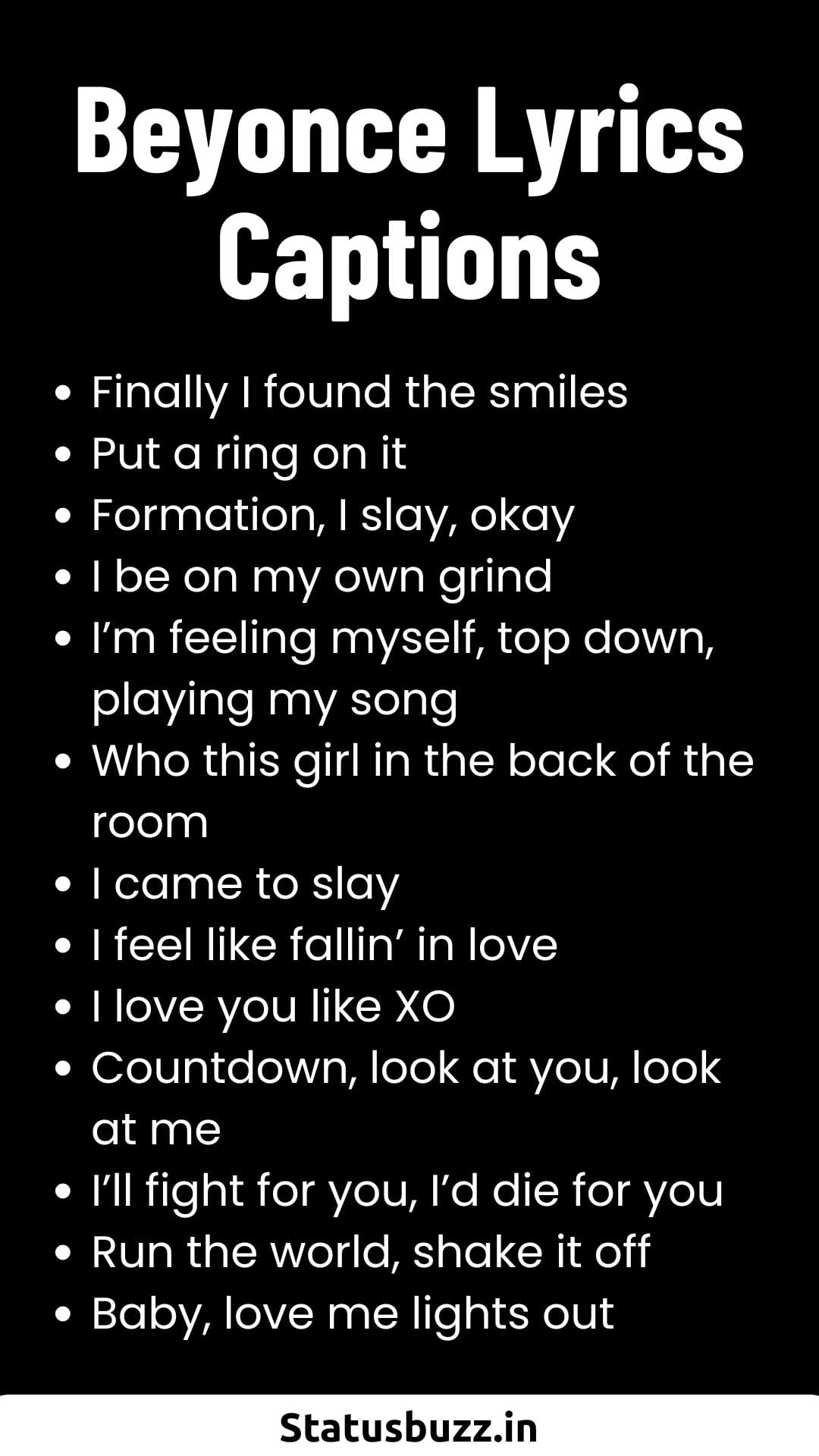 120+ Beyonce Lyrics Captions & Quotes For Instagram - StatusBuzz