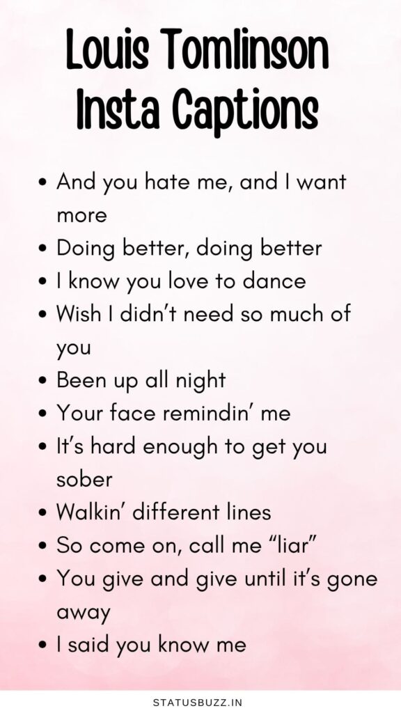 Louis Tomlinson Lyrics Captions