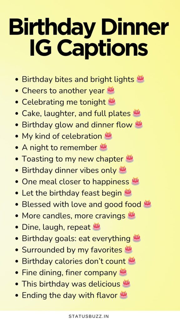 birthday dinner captions