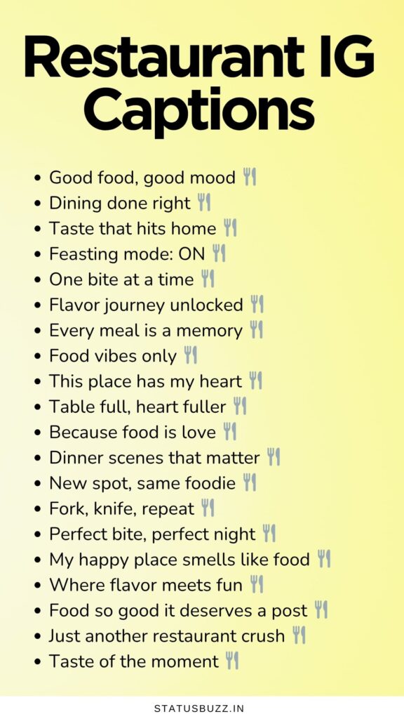 restaurant captions