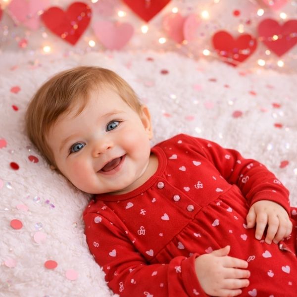 Sparkle Heart Backdrop With Cozy Lying Pose