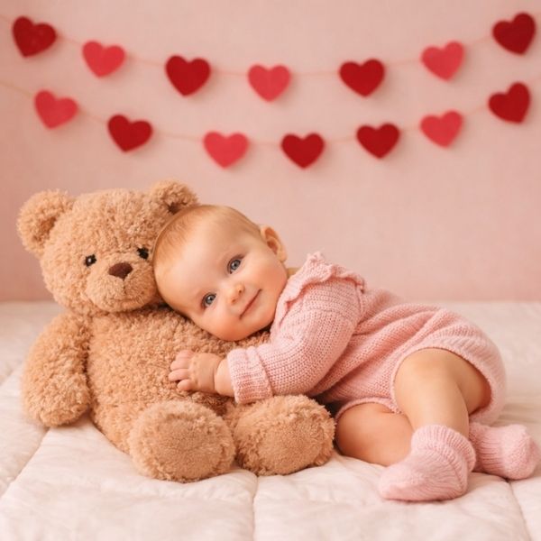 Teddy Bear Cuddle Valentine Pose