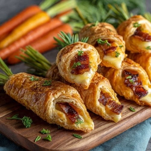 Cheese and Bacon-Filled Puff Pastry Carrots