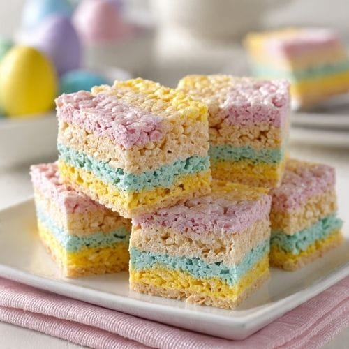 Pastel Layered Rice Krispie Bars