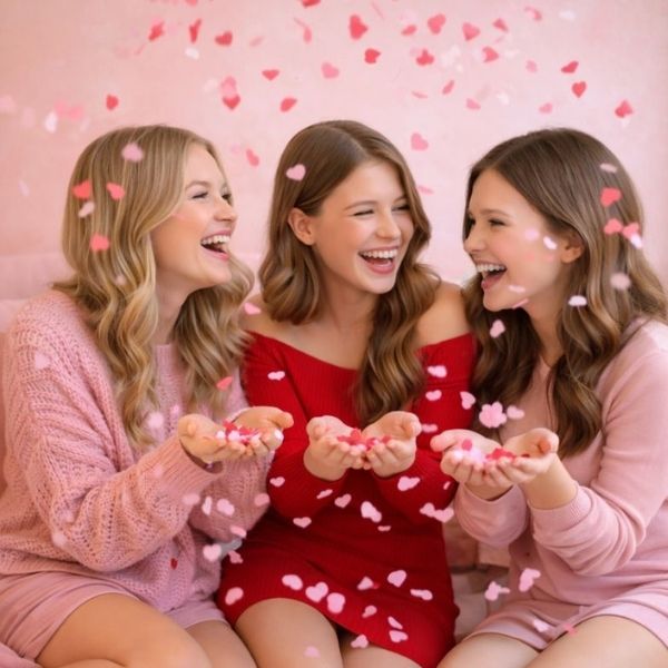 Pink Heart Confetti Toss Moment