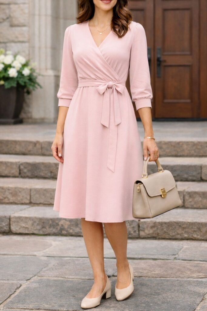 Soft Pastel Wrap Dress