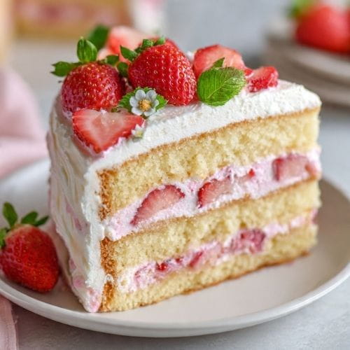 Vanilla Strawberry Layer Cake