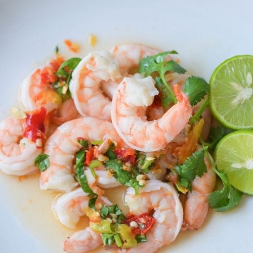 Cilantro Lime Shrimp With Roasted Tomatillo Sauce