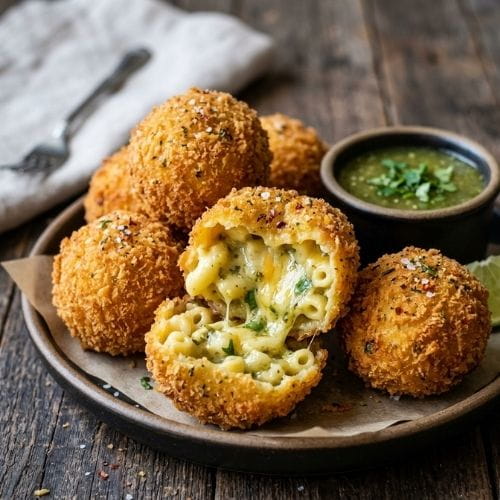 Fried Salsa Verde Macaroni Balls