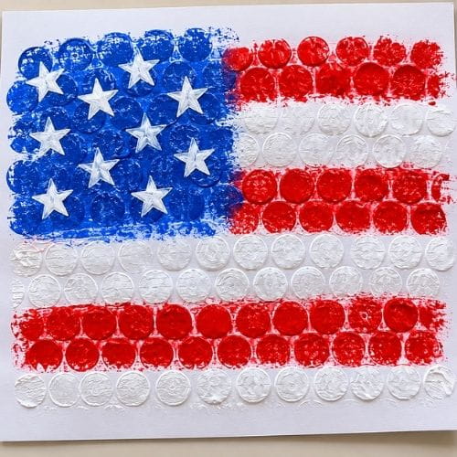 Bubble Wrap Flag Painting
