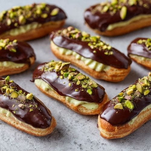 Chocolate Pistachio Eclairs