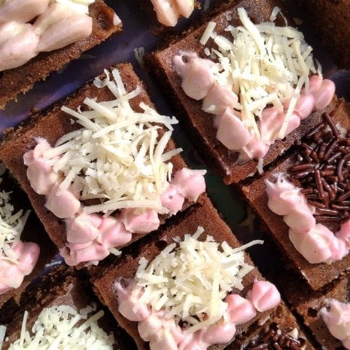 Pink Frosted Brownie Bites