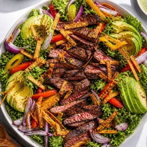 Steak Fajita Salad with Cilantro Lime Dressing