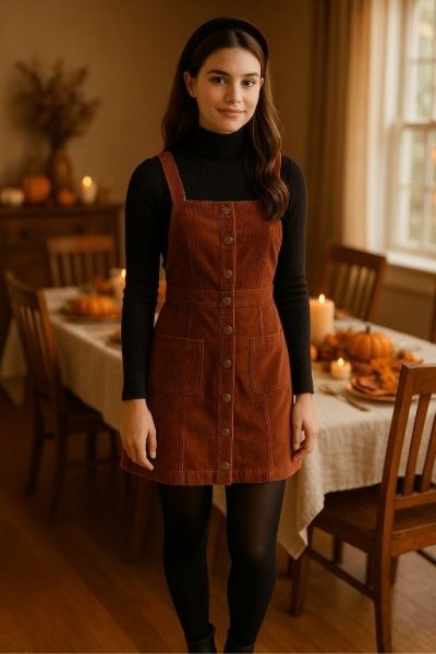 Corduroy Dress with Turtleneck