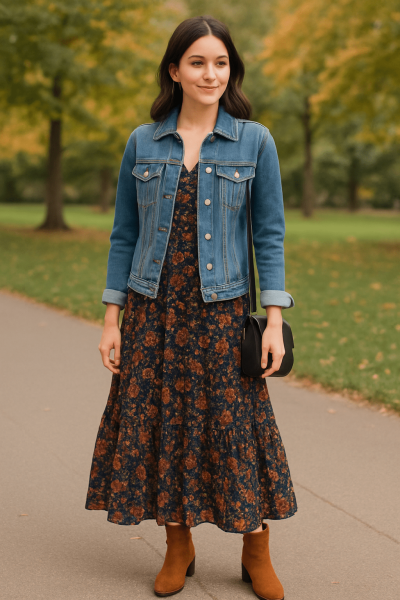Denim Jacket + Floral Maxi Dress