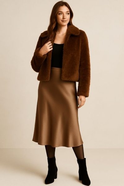 Faux Fur Jacket with Slip Skirt